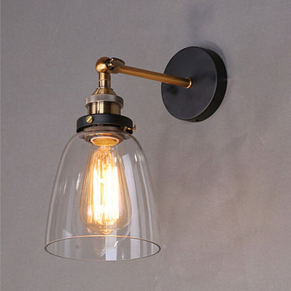 Contemporary Simplicity Dome Iron Glass 1-Light Wall Sconce Lamp For Living Room