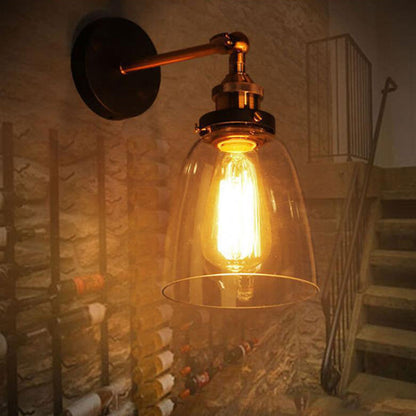 Contemporary Simplicity Dome Iron Glass 1-Light Wall Sconce Lamp For Living Room