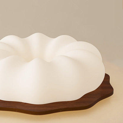 Contemporary Creative Round Wood Plastic LED Flush Mount Ceiling Light For Living Room