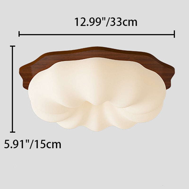 Contemporary Creative Round Wood Plastic LED Flush Mount Ceiling Light For Living Room