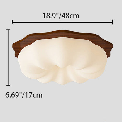 Contemporary Creative Round Wood Plastic LED Flush Mount Ceiling Light For Living Room