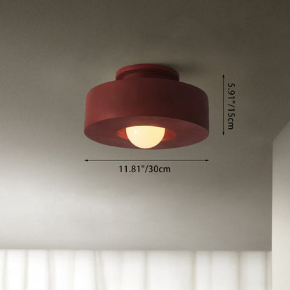 Contemporary Nordic Round Plastic 1-Light Semi-Flush Mount Ceiling Light For Living Room