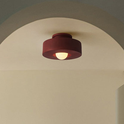 Contemporary Nordic Round Plastic 1-Light Semi-Flush Mount Ceiling Light For Living Room