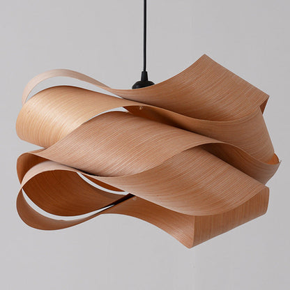 Contemporary Creative Twisted Iron Wood 1-Light Pendant Light For Living Room
