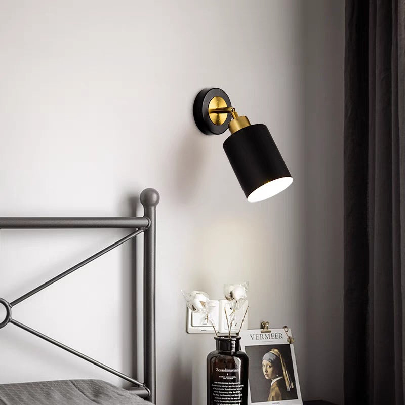 Contemporary Scandinavian Column Iron 1-Light Wall Sconce Lamp For Living Room
