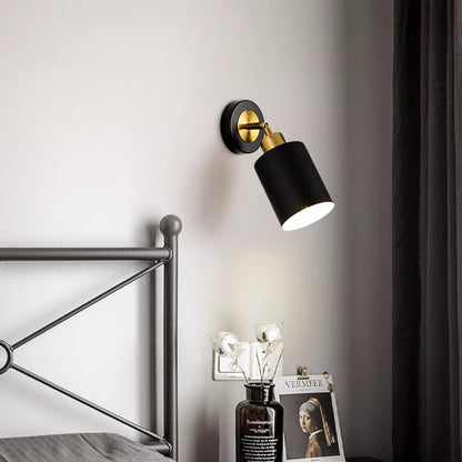 Contemporary Scandinavian Column Iron 1-Light Wall Sconce Lamp For Living Room