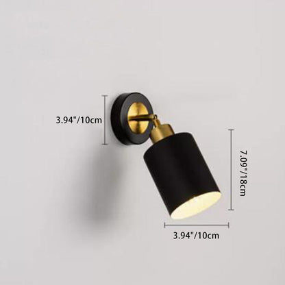 Contemporary Scandinavian Column Iron 1-Light Wall Sconce Lamp For Living Room