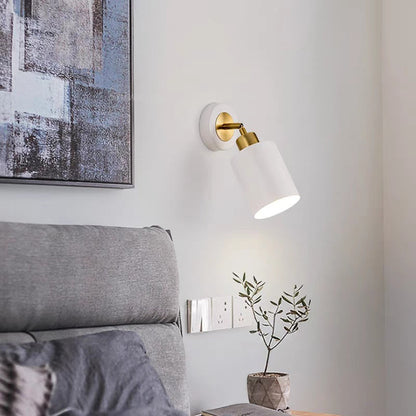 Contemporary Scandinavian Column Iron 1-Light Wall Sconce Lamp For Living Room