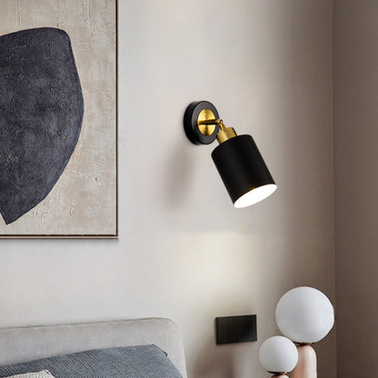 Contemporary Scandinavian Column Iron 1-Light Wall Sconce Lamp For Living Room