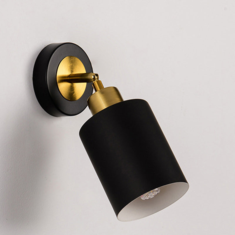 Contemporary Scandinavian Column Iron 1-Light Wall Sconce Lamp For Living Room