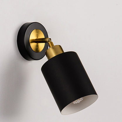 Contemporary Scandinavian Column Iron 1-Light Wall Sconce Lamp For Living Room