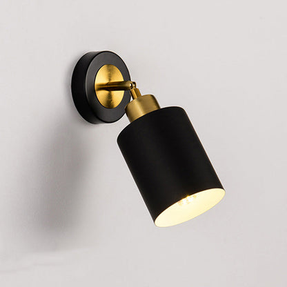 Contemporary Scandinavian Column Iron 1-Light Wall Sconce Lamp For Living Room