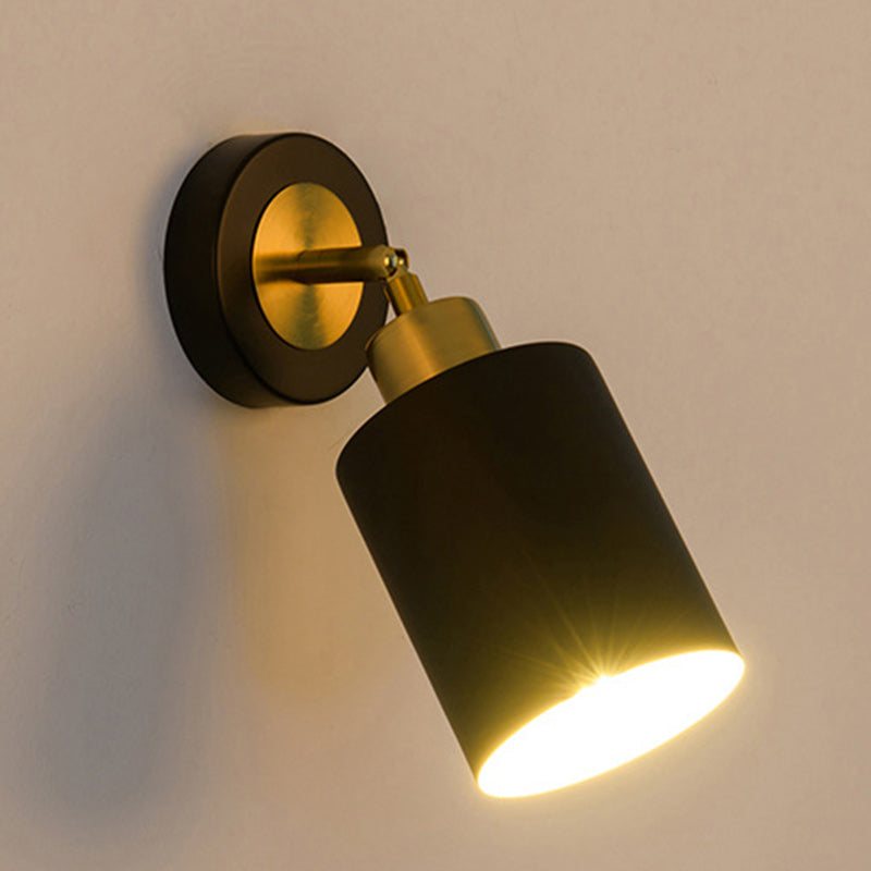 Contemporary Scandinavian Column Iron 1-Light Wall Sconce Lamp For Living Room