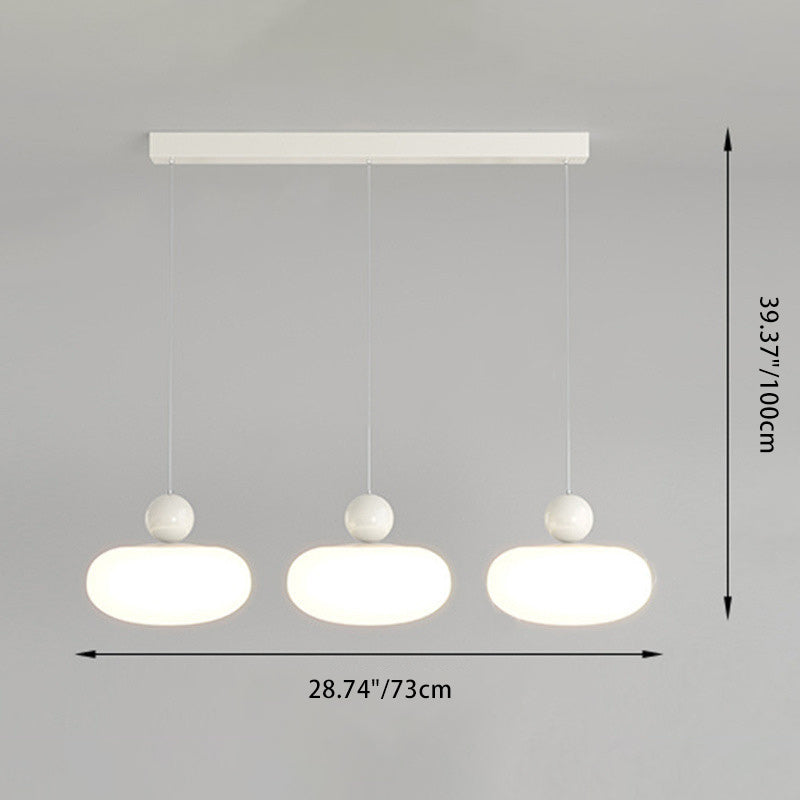 Contemporary Creative Oval Iron Plastic 3-Light Pendant Light For Living Room