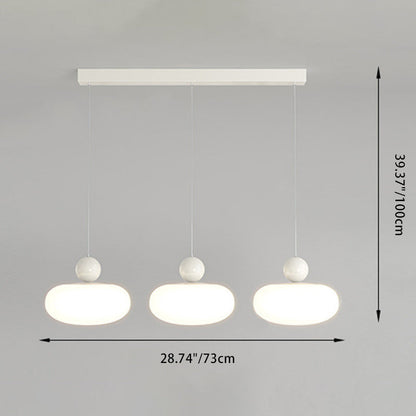 Contemporary Creative Oval Iron Plastic 3-Light Pendant Light For Living Room