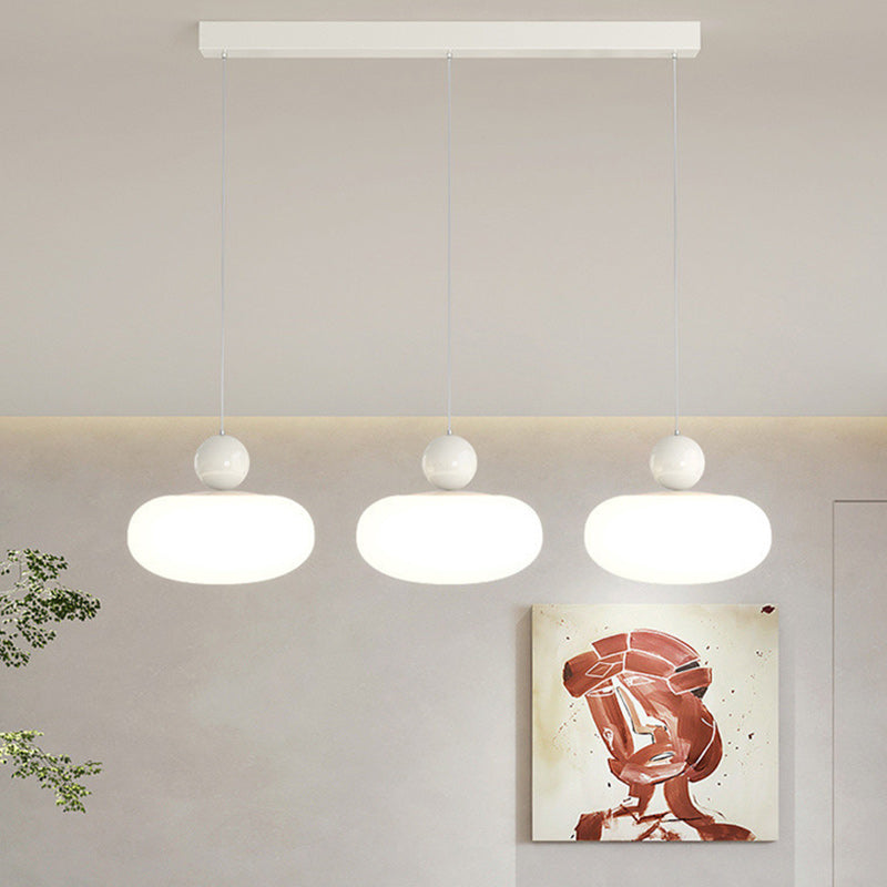 Contemporary Creative Oval Iron Plastic 3-Light Pendant Light For Living Room