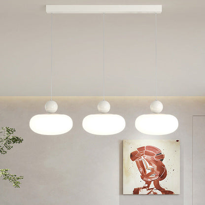 Contemporary Creative Oval Iron Plastic 3-Light Pendant Light For Living Room