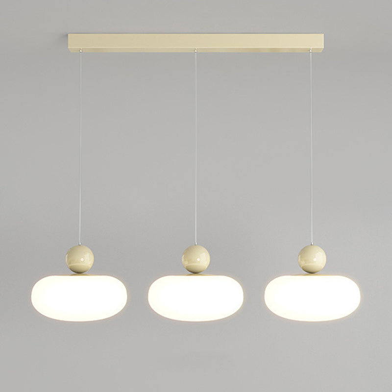 Contemporary Creative Oval Iron Plastic 3-Light Pendant Light For Living Room