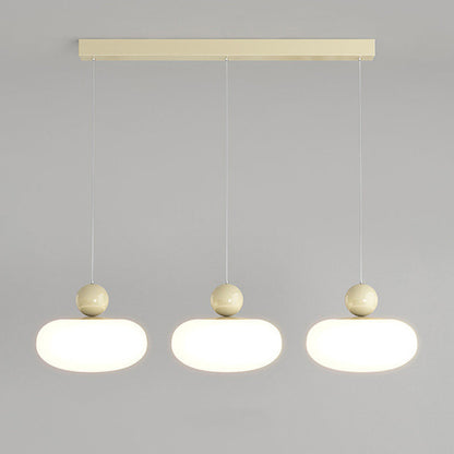 Contemporary Creative Oval Iron Plastic 3-Light Pendant Light For Living Room