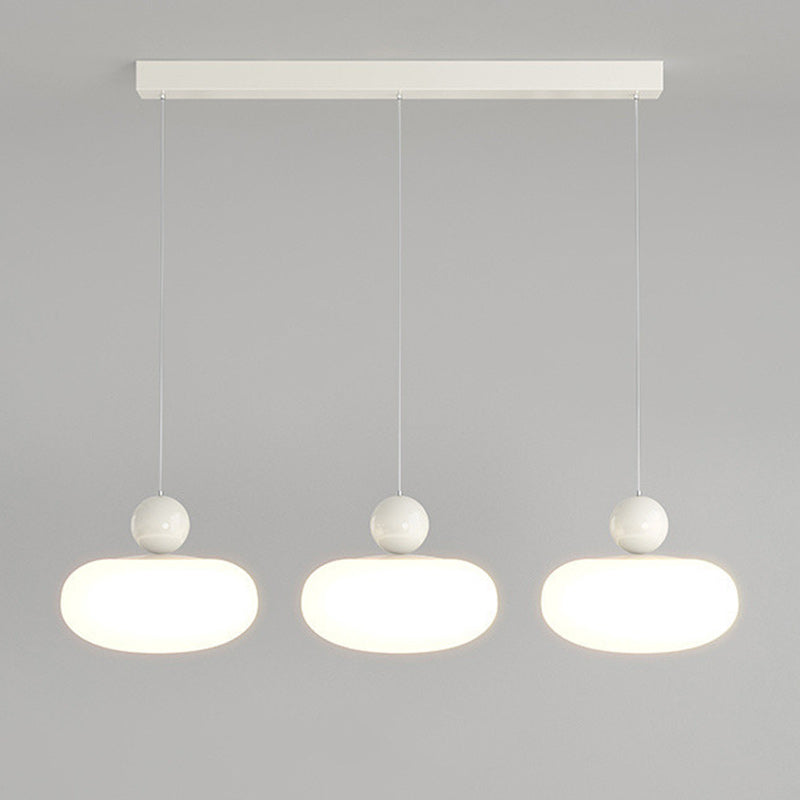 Contemporary Creative Oval Iron Plastic 3-Light Pendant Light For Living Room