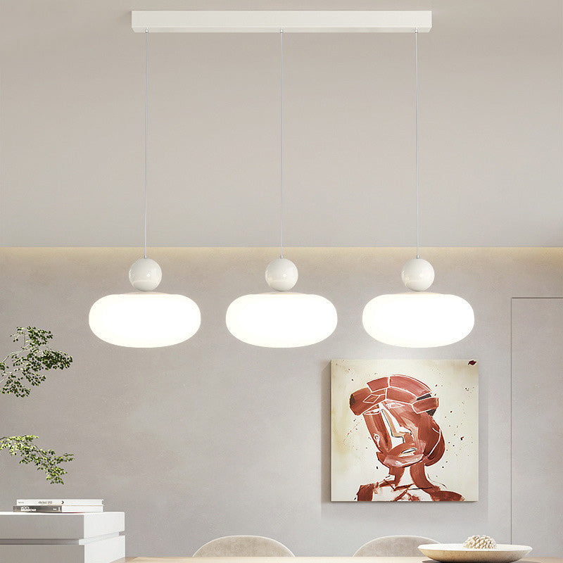 Contemporary Creative Oval Iron Plastic 3-Light Pendant Light For Living Room
