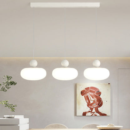 Contemporary Creative Oval Iron Plastic 3-Light Pendant Light For Living Room