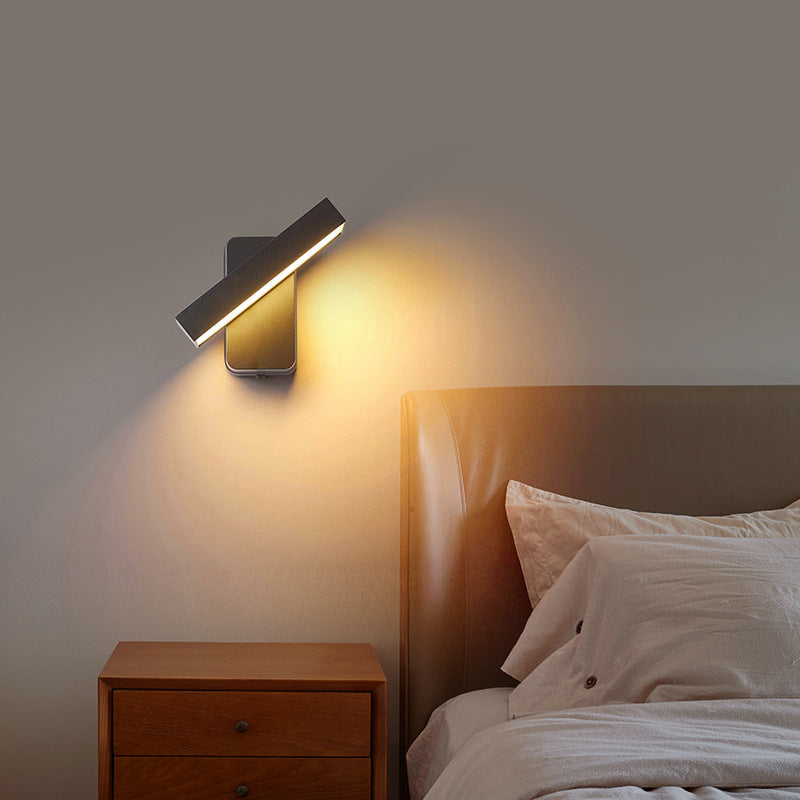 مصباح حائط LED مستطيل الشكل من الألومنيوم والزجاج بتصميم عصري بسيط للحديقة 