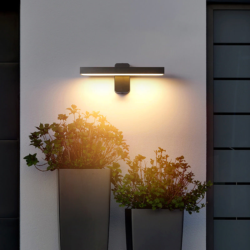 مصباح حائط LED مستطيل الشكل من الألومنيوم والزجاج بتصميم عصري بسيط للحديقة 