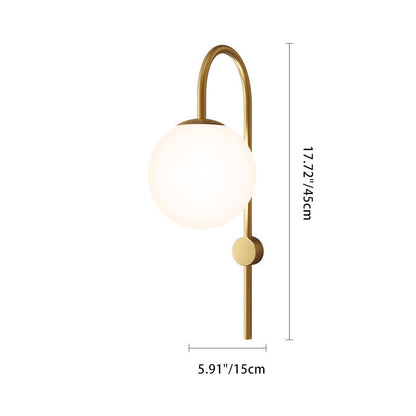 Contemporary Nordic Globe Copper Glass 1-Light Wall Sconce Lamp For Living Room