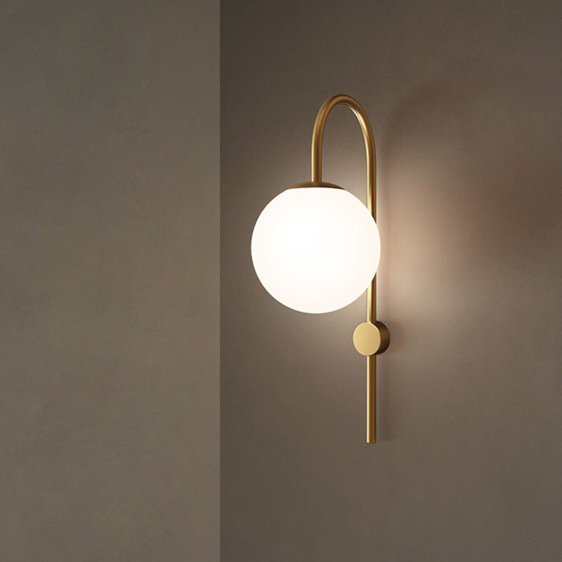 Contemporary Nordic Globe Copper Glass 1-Light Wall Sconce Lamp For Living Room