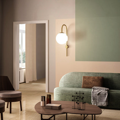 Contemporary Nordic Globe Copper Glass 1-Light Wall Sconce Lamp For Living Room