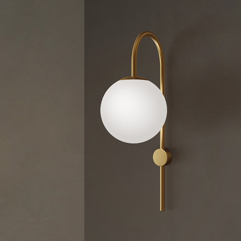 Contemporary Nordic Globe Copper Glass 1-Light Wall Sconce Lamp For Living Room