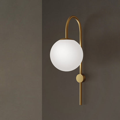 Contemporary Nordic Globe Copper Glass 1-Light Wall Sconce Lamp For Living Room
