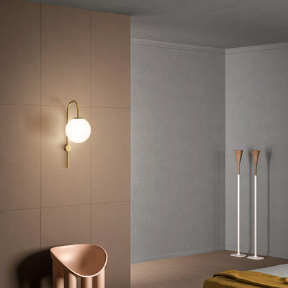 Contemporary Nordic Globe Copper Glass 1-Light Wall Sconce Lamp For Living Room