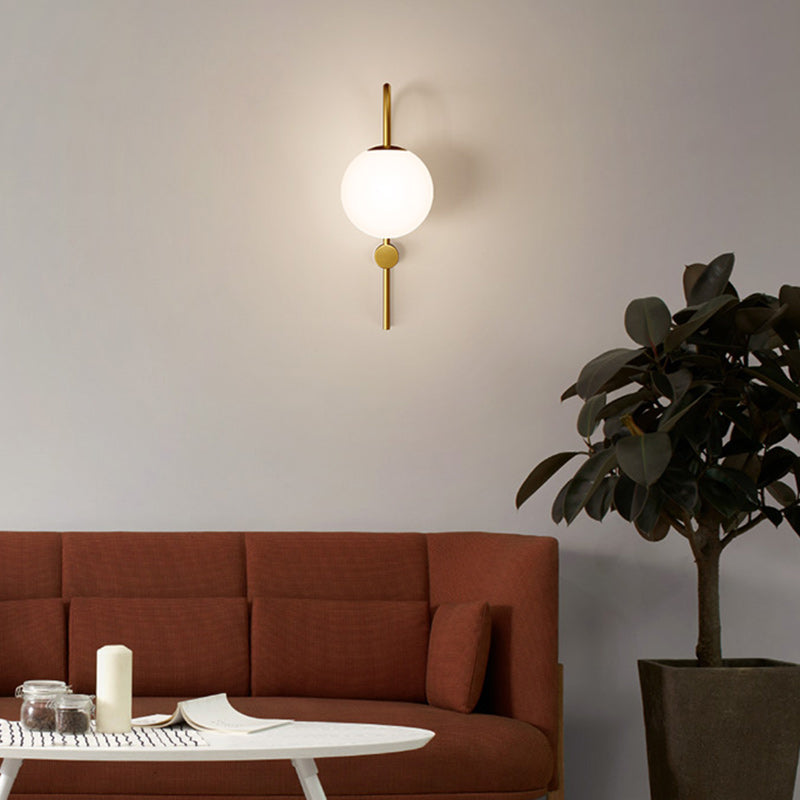 Contemporary Nordic Globe Copper Glass 1-Light Wall Sconce Lamp For Living Room