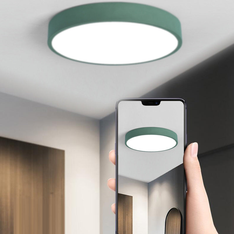 Contemporary Scandinavian Round Iron Acrylic LED Flush Mount Ceiling Light For Living Room