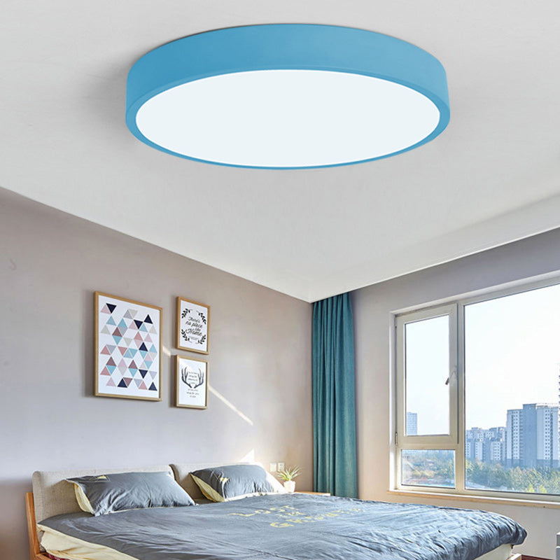 Contemporary Scandinavian Round Iron Acrylic LED Flush Mount Ceiling Light For Living Room