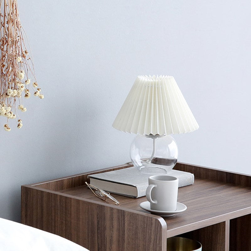 Modern Minimalist Dome Glass Fabric 1-Light Table Lamp For Living Room