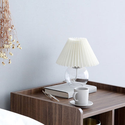 Modern Minimalist Dome Glass Fabric 1-Light Table Lamp For Living Room