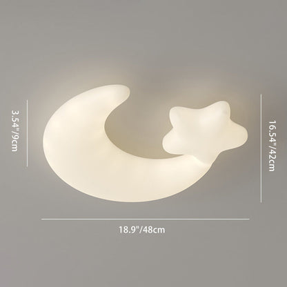 Contemporary Creative Moon Iron Plastic LED Kids Flush Mount Ceiling Light For Living Room
