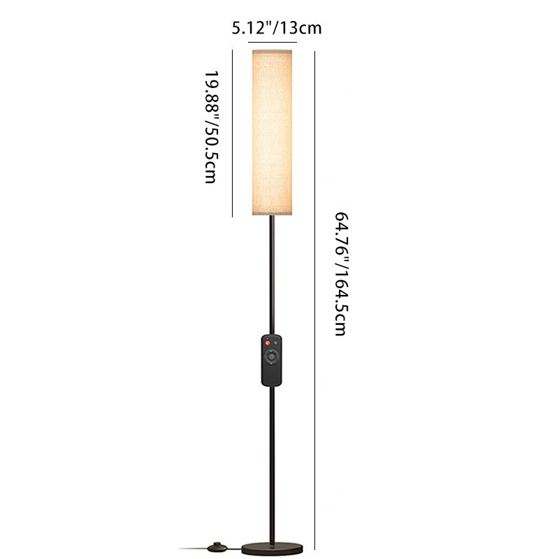 Contemporary Nordic Column Iron Fabric 1-Light Standing Floor Lamp For Living Room