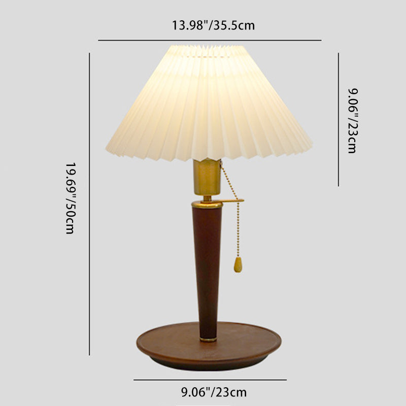 Traditional Vintage Dome Iron Wood Fabric 1-Light Table Lamp For Living Room