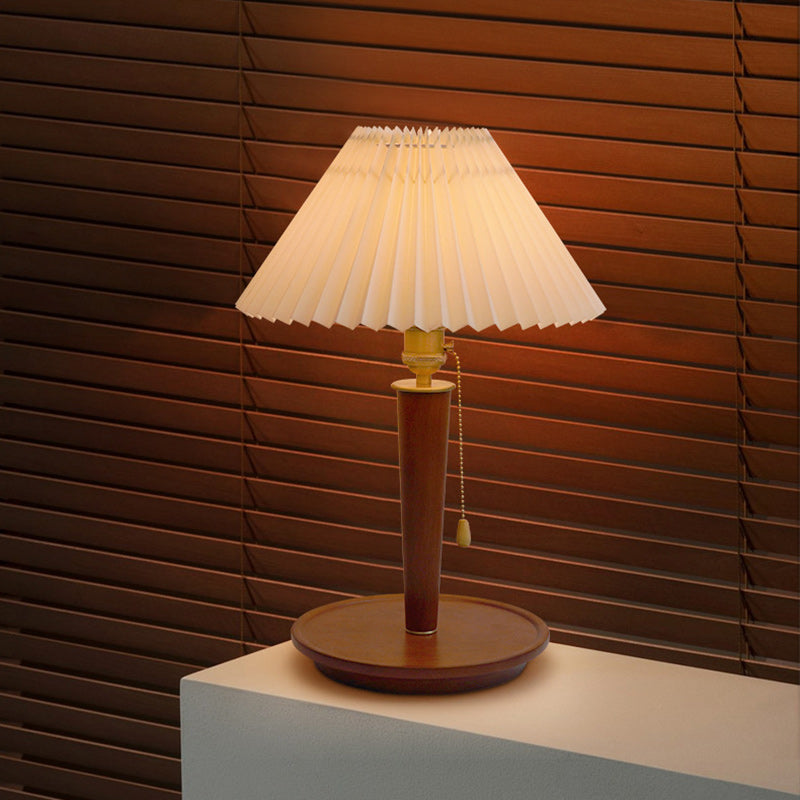 Traditional Vintage Dome Iron Wood Fabric 1-Light Table Lamp For Living Room