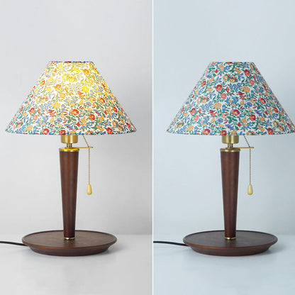 Traditional Vintage Dome Iron Wood Fabric 1-Light Table Lamp For Living Room