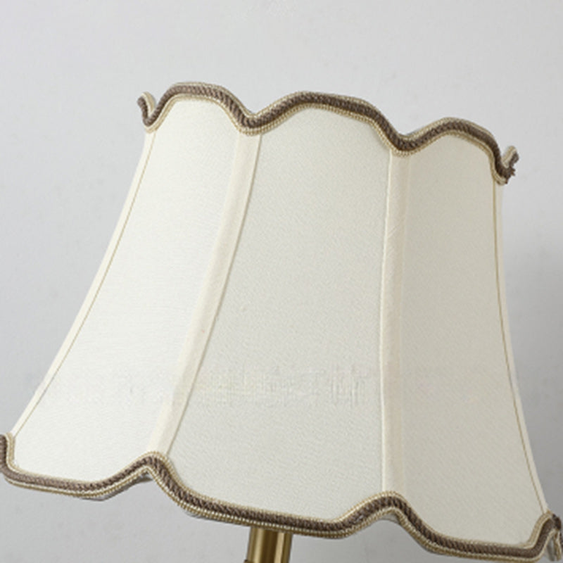 Traditional Vintage Drum Copper Ceramic Fabric 1-Light Table Lamp For Living Room