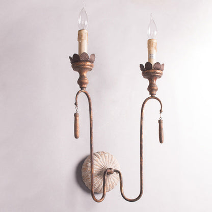 Traditional Vintage Column Iron 2/3-Light Wall Sconce Lamp For Living Room