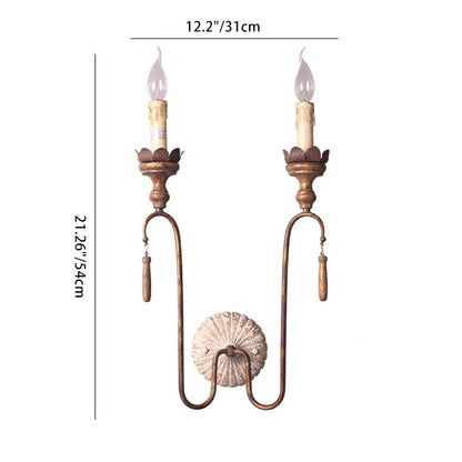 Traditional Vintage Column Iron 2/3-Light Wall Sconce Lamp For Living Room