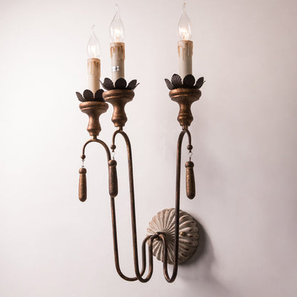 Traditional Vintage Column Iron 2/3-Light Wall Sconce Lamp For Living Room