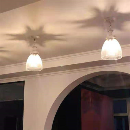 Traditional Vintage Cylinder Iron Glass 1-Light Pendant Light For Living Room