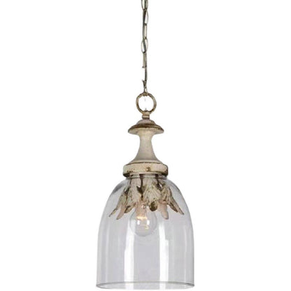 Traditional Vintage Cylinder Iron Glass 1-Light Pendant Light For Living Room
